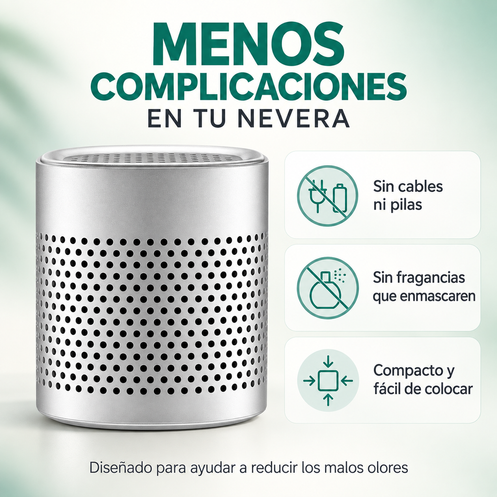 Ventajas del desodorizador Noverana: sin cables ni pilas, sin fragancias y compacto