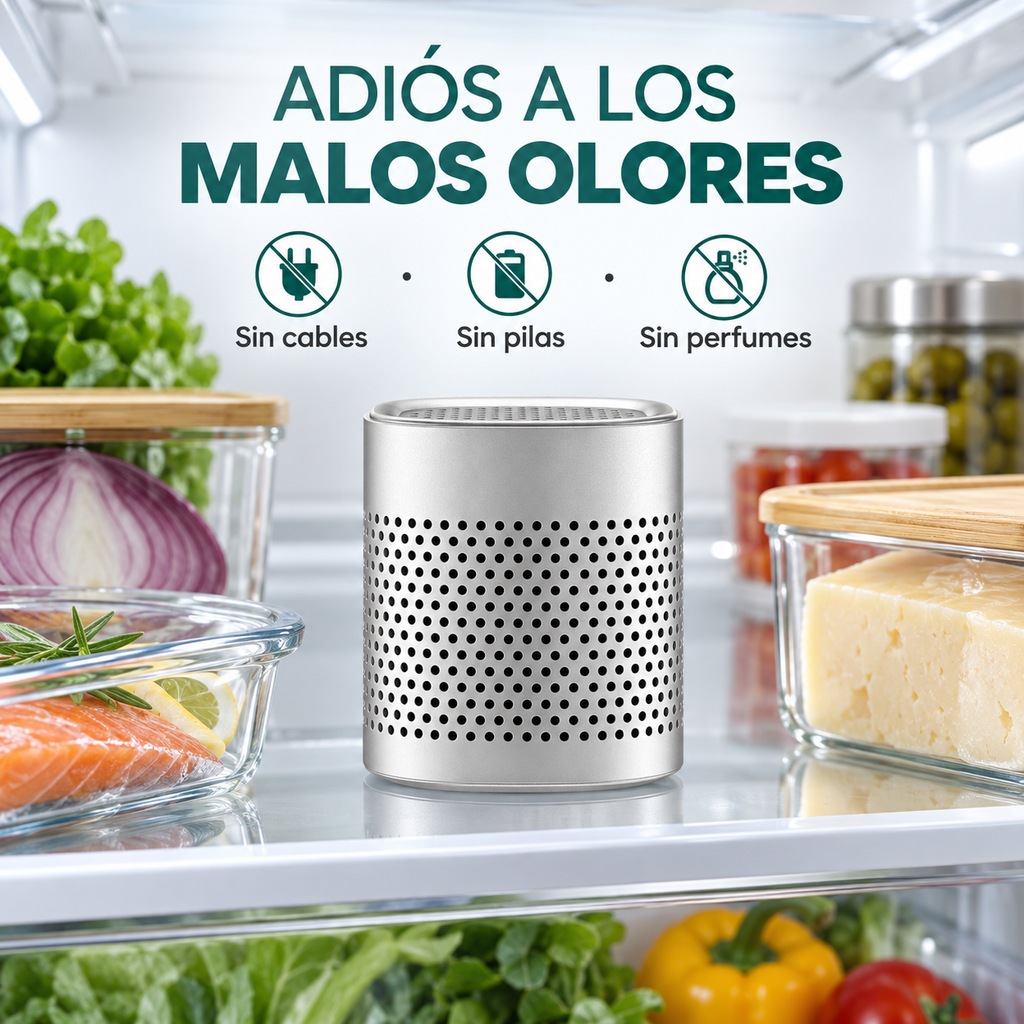 Desodorizador Noverana en frigorífico: ayuda a reducir los malos olores sin cables, pilas ni perfumes