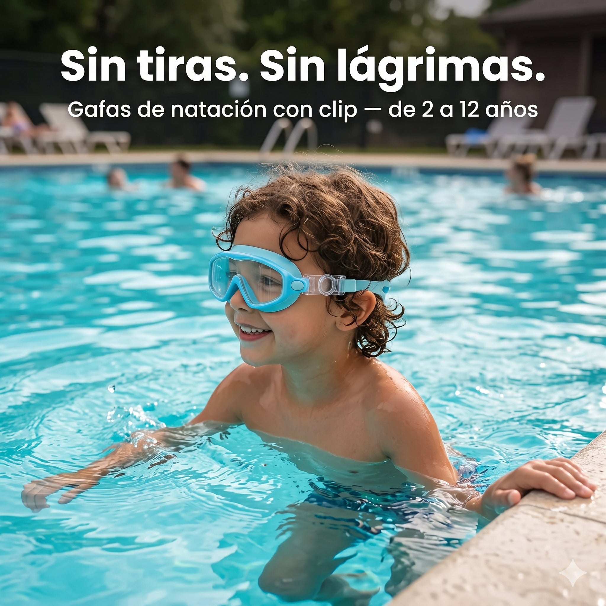 Gafas de Natación Infantiles con Clip — Sin Tiras, Antivaho | Niños 2-12 años