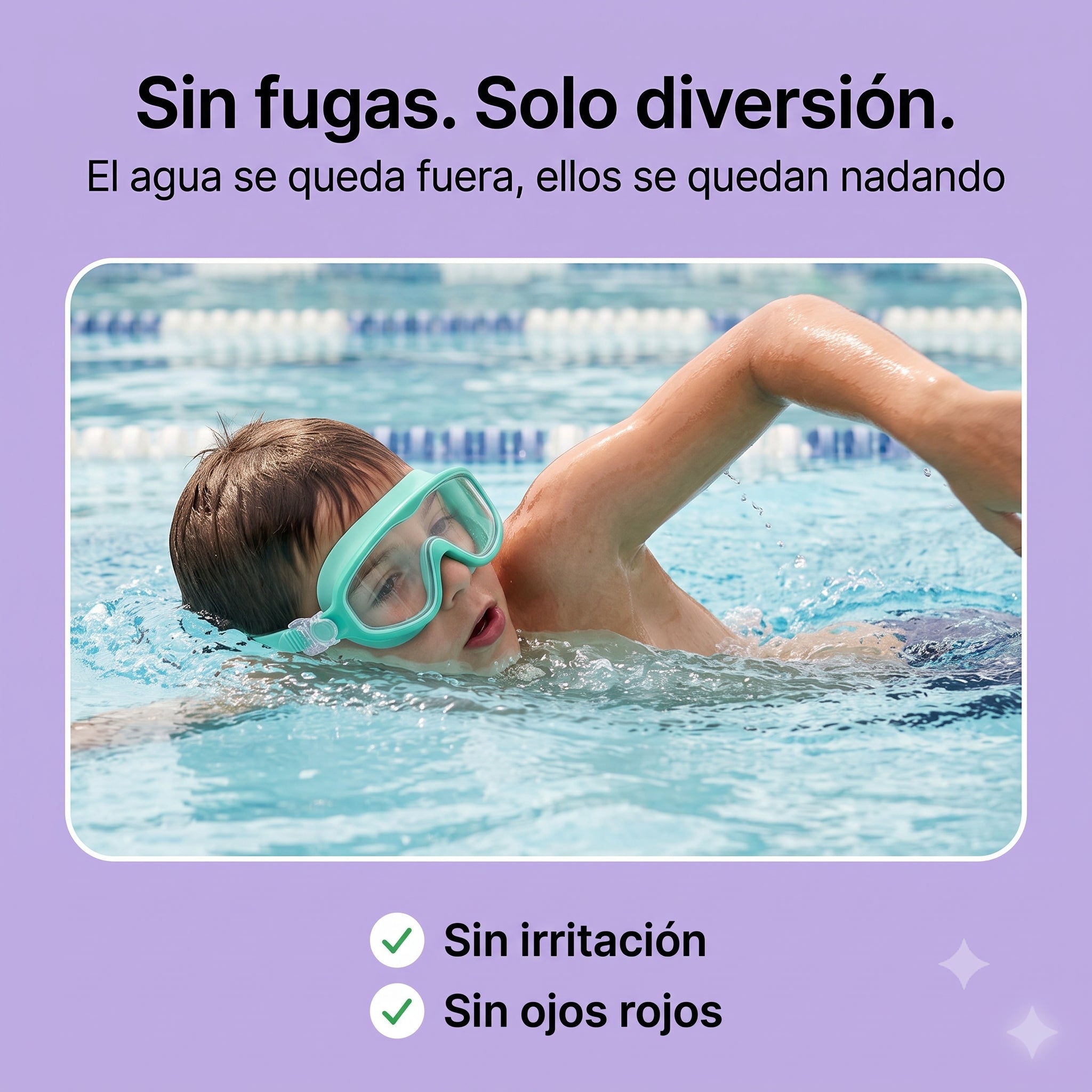 Gafas de Natación Infantiles con Clip — Sin Tiras, Antivaho | Niños 2-12 años