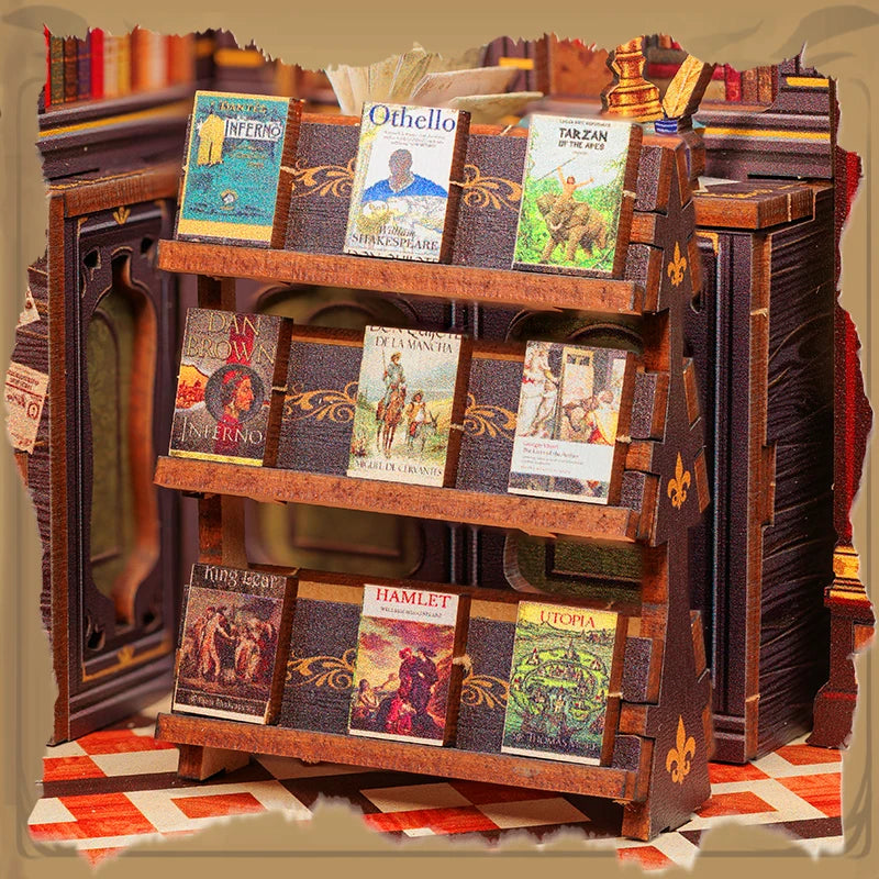 Librería del Búho en Miniatura con Luz LED