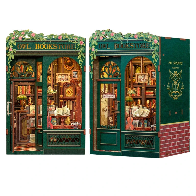 Librería del Búho en Miniatura con Luz LED